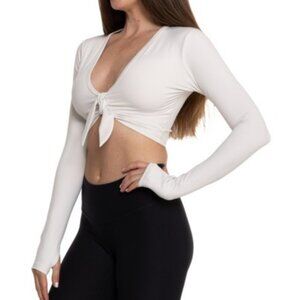 Year of Ours Tie Front Long Sleeve Crop Top NWT sz M